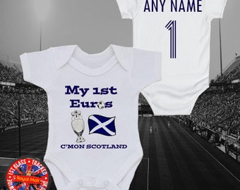 Scotland My First Euros Personalised Football Babygrow Vest Soccer Gift Euros World Cup