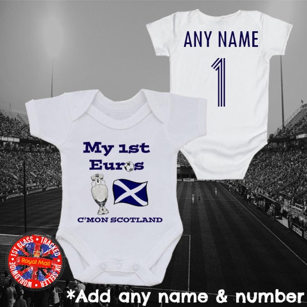 Scotland My First Euros Personalised Football Babygrow Vest Soccer Gift Euros World Cup