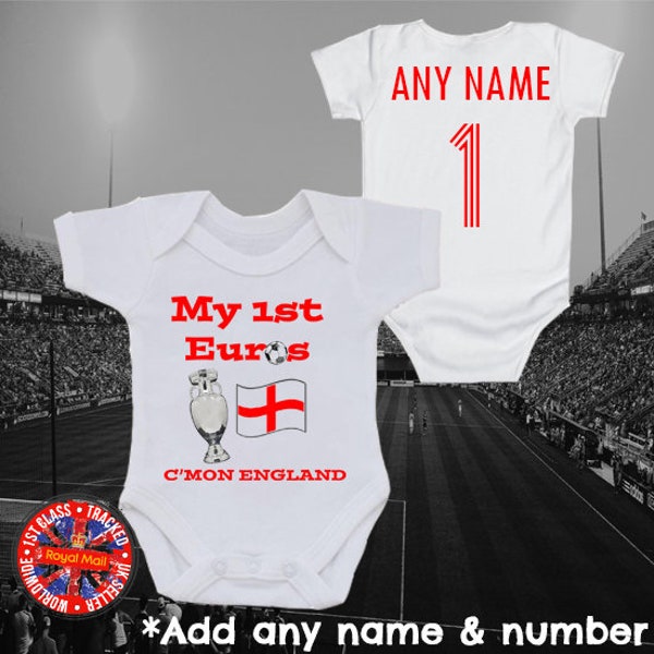 England My First Euros Personalised Football Babygrow Vest Soccer Gift Euros World Cup