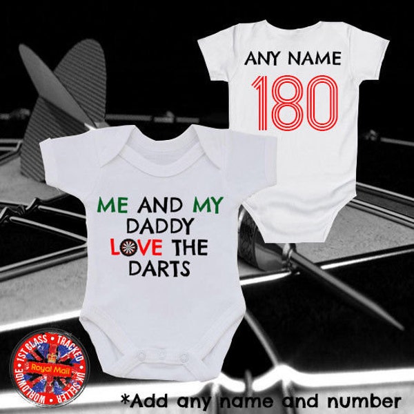 Darts Themed 'Me and My Daddy Love the Darts' Personalised Babygrow Vest, Gift, Newborn, Kids, Baby Shower