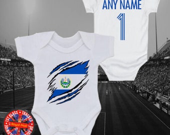 El Salvador Personalised Football Bodysuit Soccer Gift World Cup