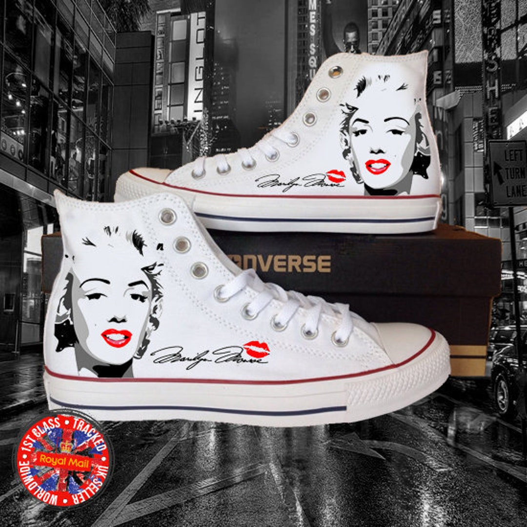 miembro Profesor Permanente Marilyn Monroe Inspired Kiss All Star White Converse Gift - Etsy