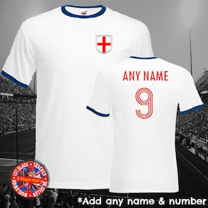 England Football Personalised Ringer T-shirt, Soccer, Gift Ideas, Fans, Unisex