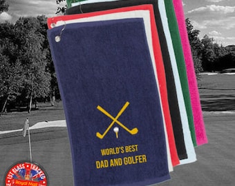 Golf Towel Personalised Embroidered Tournemant Fathers Day Mothers Day Birthday Gift Unisex