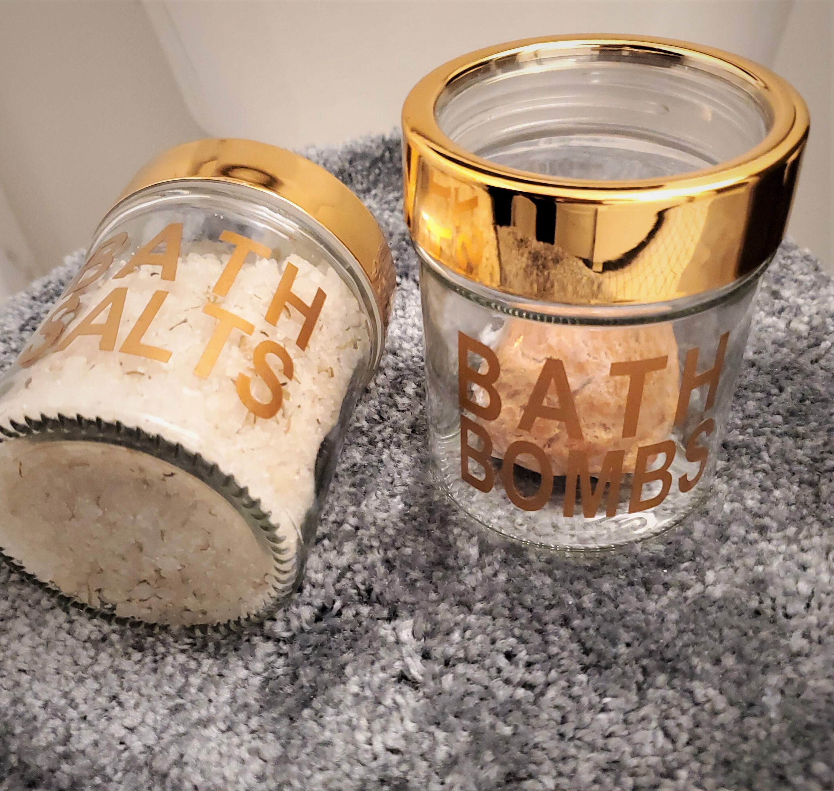 Small Glass Jars With Copper Lids Bath Salts and Bath Bomb Etsy