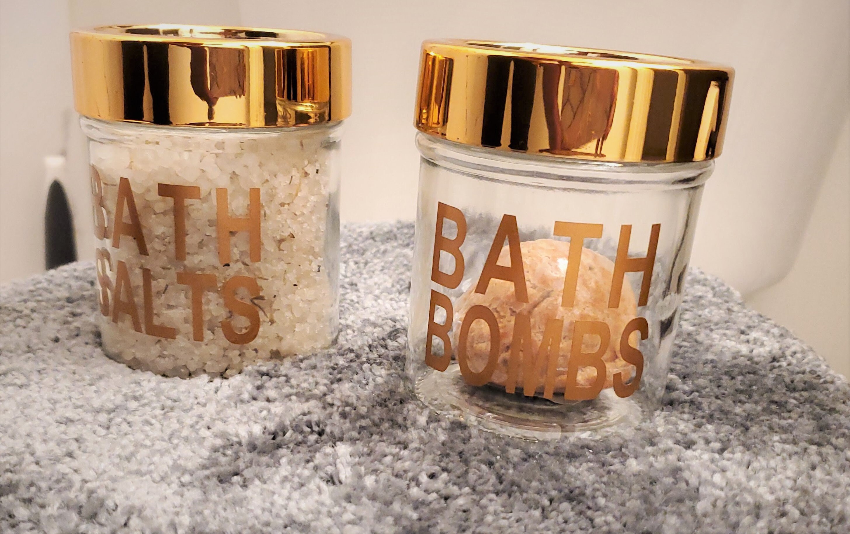 Small Glass Jars with Copper Lids Bath Salts and Bath Bomb Etsy