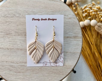 Hannah Petal Dangles, Clay Foliage Earrings, Gift for Women, Best Friend Gift, Neutral Clay Earrings