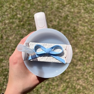 Blue Coquette Bow Clay Tumbler Toppers, Clay 30oz and 40oz Tags for Stanley Cups, Summer Cup Toppers, Stanley Cup Accessories