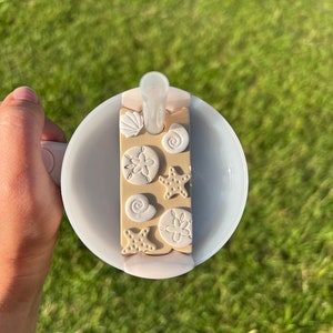 Beachy Clay Tumbler Toppers, Clay 30oz and 40oz Tags for Stanley Cups, Summer Cup Toppers, Stanley Cup Accessories