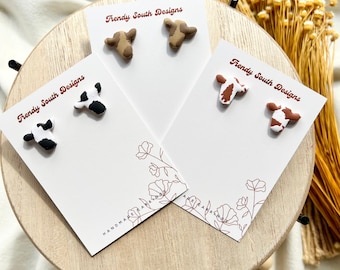 Cow Stud Earrings, Cowboy Take Me Away Collection, Clay Cow Studs, Clay Earrings, Gift for Women, Gift for Girls