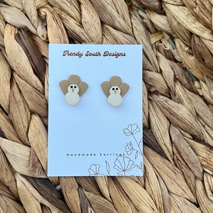 Thanksgiving Turkey Clay Earrings, Turkey Stud Earrings, Thanksgiving Clay earrings
