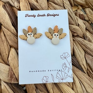 Thanksgiving Turkey Clay Earrings, Turkey Stud Earrings, Thanksgiving Clay earrings