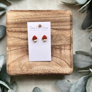 Mushroom Studs, Clay Mushroom Earrings, Polymer Clay Earrings, Gift for Women, Best Friend Gift, Neutral Clay Earrings
