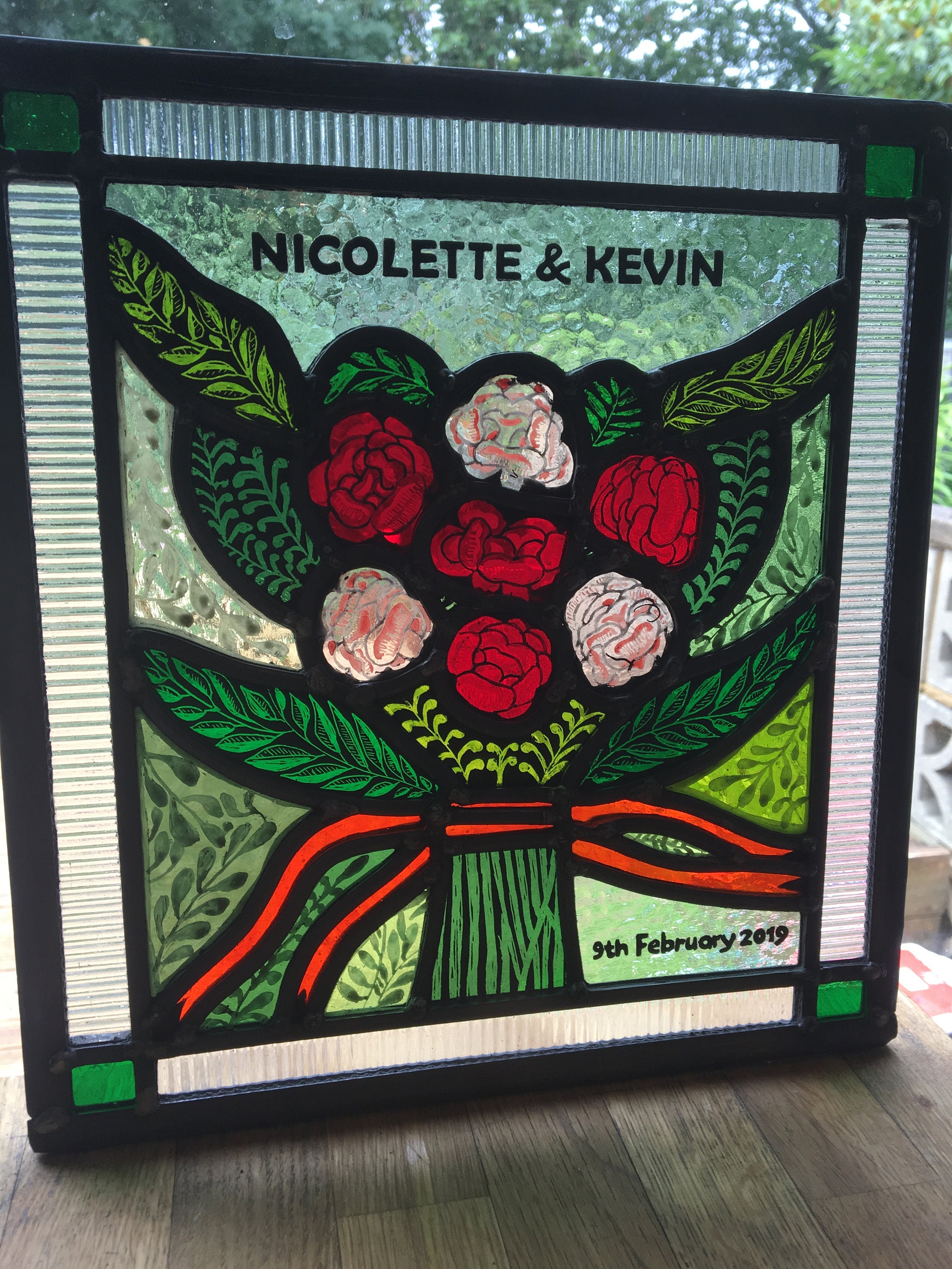 Personalised Wedding Stained Glass Hand Painted Wedding Etsy