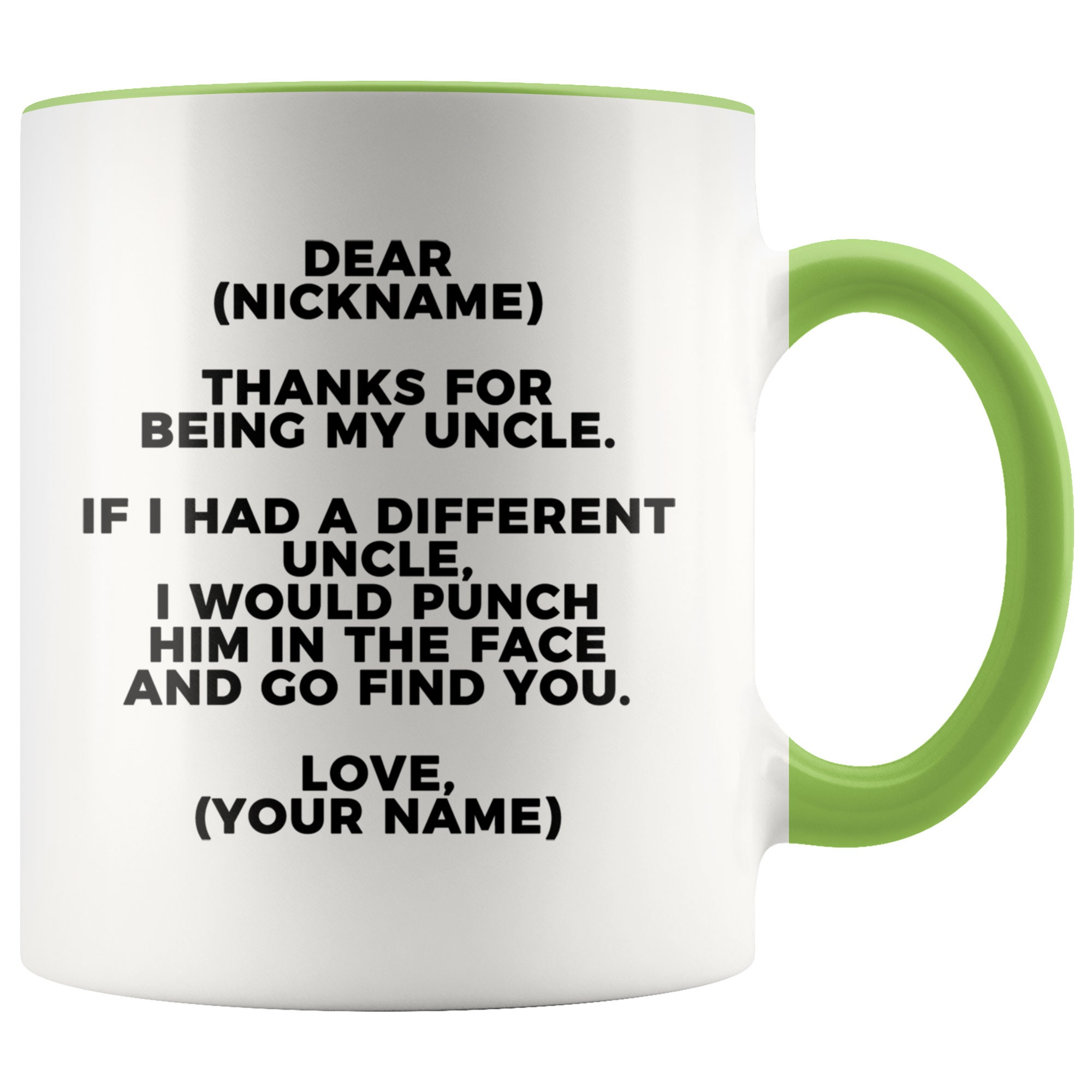 Thanks For Being My Uncle Gift Accent Mug Personalized Gift Etsy