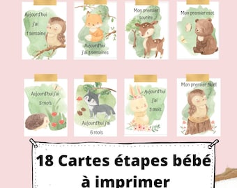 Baby milestone cards to print - Birth - Memories - First time kit - First year