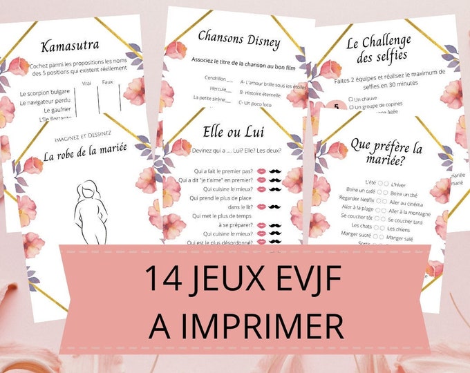 14 Jeux enterrement de vie de jeune fille à imprimer EVJF - Etsy France