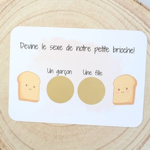 Carte à gratter annonce sexe bébé - Fille ou Garçon - Jeu - Gender reveal - révélations - grossesse - baby shower - bricohe -pain de mie