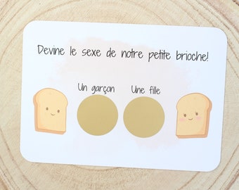 Carte à gratter annonce sexe bébé - Fille ou Garçon - Jeu - Gender reveal - révélations - grossesse - baby shower - bricohe -pain de mie