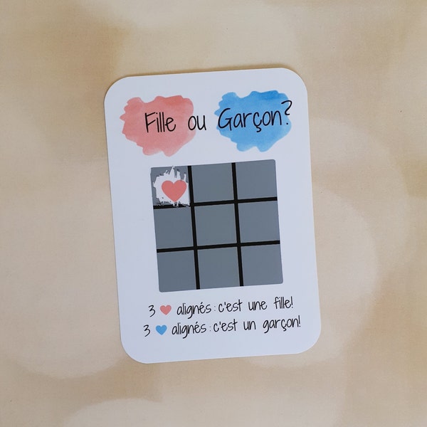 Carte à gratter annonce sexe bébé - Annonce jeu grossesse - C'est une fille - C'est un garçon - Arrivée bébé