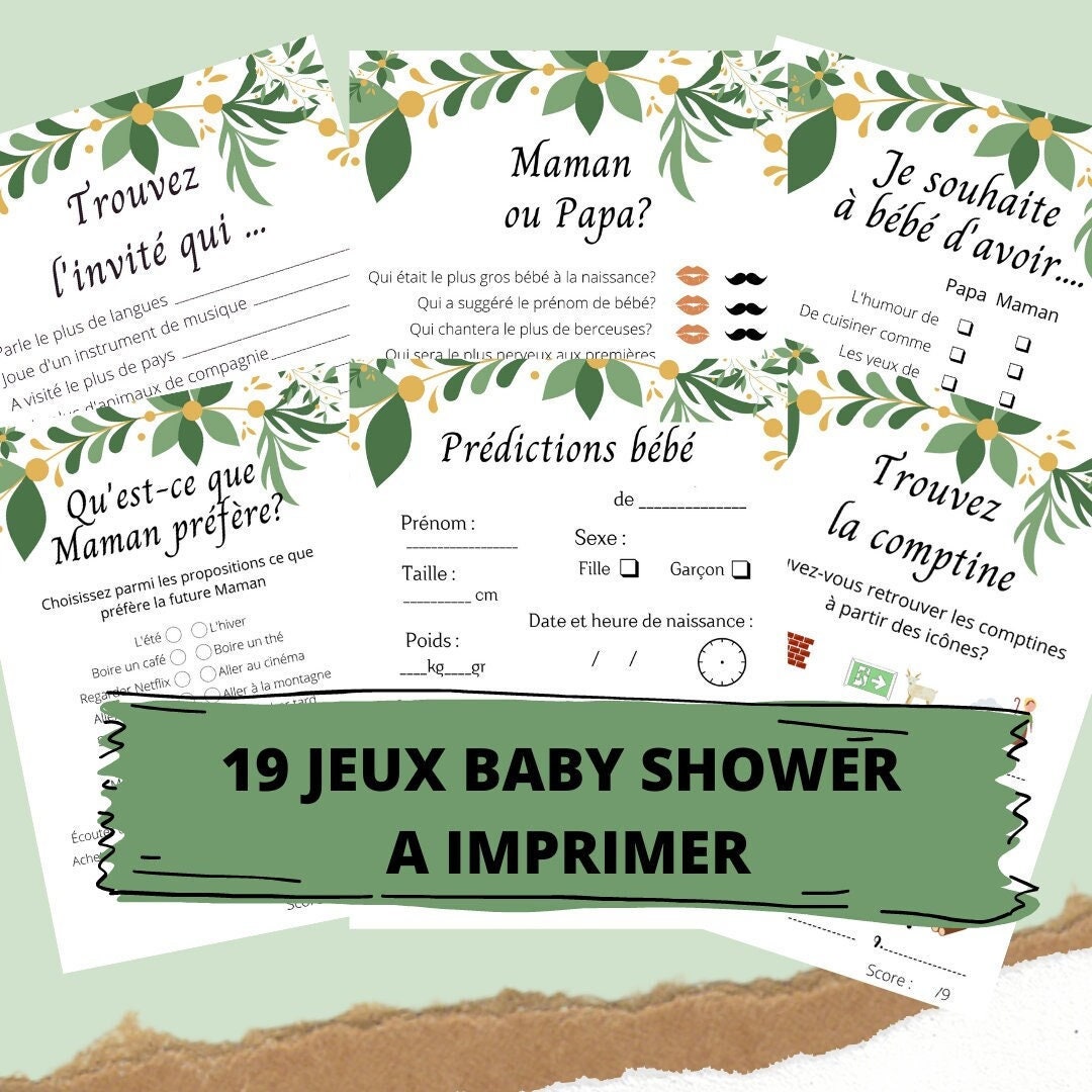 Jeux Baby shower à imprimer FR Jeux annonce grossesse Cartes Etsy France