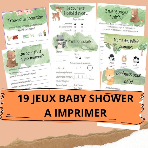 Kit De Jeux Pour Baby Shower - 11 Activités En Français, Jusqu'à 15 Invités - Cadeaux, Quiz, Souvenirs - Thème Fleuri