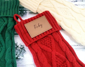 Personalized Christmas Stockings - Engraved Knitted Christmas Stockings - Custom Family Fireplace Stockings with name - Knit Stockings