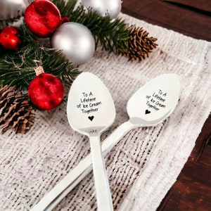 Ice Cream Lovers Gift - Spoon Gift for a Couple - 11 year steel anniversary spoons - To a Lifetime of Ice Cream Together - Anniversary Gift