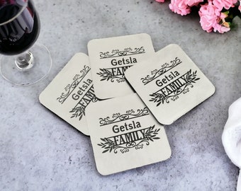 Custom Monogram Coaster - Stainless Steel Coaster for Family - Family Coasters - Family Housewarming Coaster Gifts - Coaster for Gift