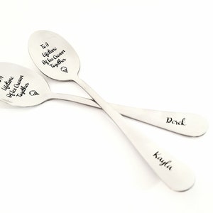 Anniversary Gift - To A Lifetime of Ice Cream Together Spoon Set - Couples Gift | Engraved Spoon - Ice Cream Spoon - Wedding Gift Under 50