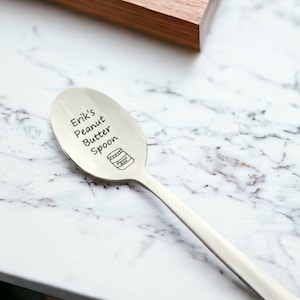 Personalized Peanut Butter Spoon - Custom Laser Engraved Gift for PB Lovers, Funny Kitchen Utensil, Unique Foodie Gift, Custom Name Spoon