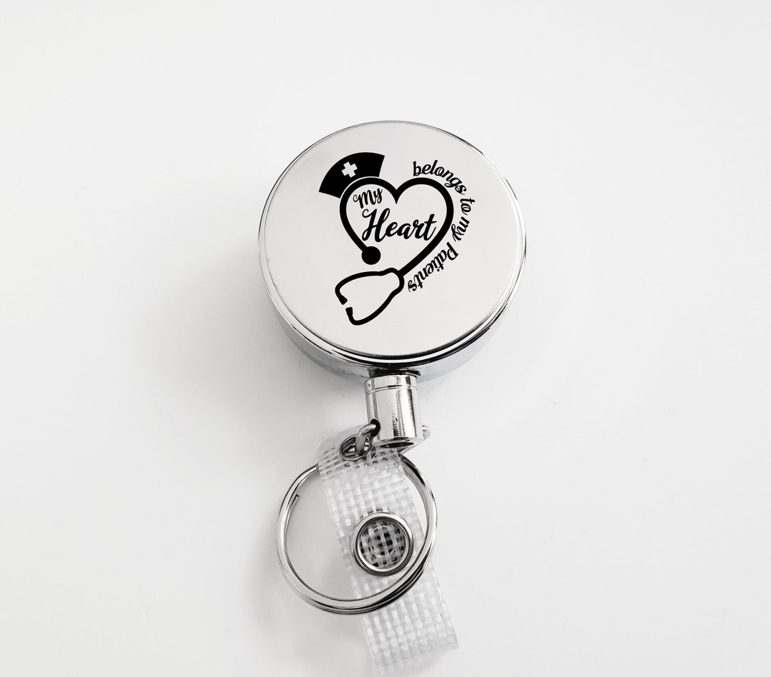 Nurse Badge Holder My Heart Belongs to My Patients Nurse Heart Badge