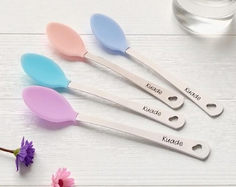 Custom Baby Spoons - Baby Shower Gift - Personalized Engraved - Set of 4 Baby Feeding Spoons - Custom Spoon New Baby Gift - Toddler Spoons