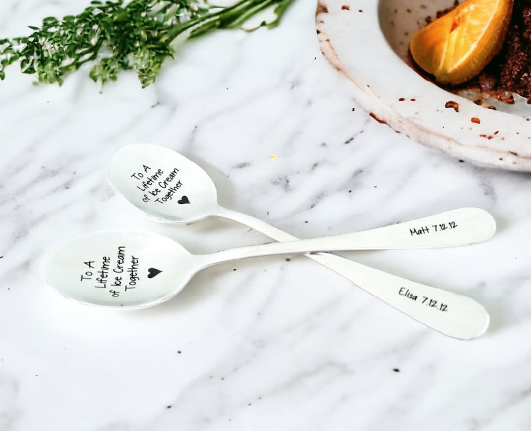 Custom Ice Cream Lovers Gift Spoon Gift for a Couple 11 Year Steel