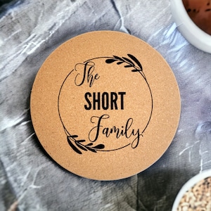 Family Monogram Hot Plate Trivet | Engraved Trivet for Kitchen Pots Pans- Family theme Hot dish plate - Personalized Trivet with Family name