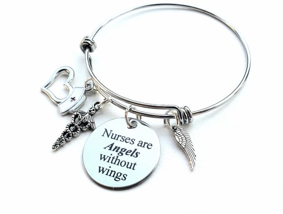 CENWA Nurse RN Jewelry Nurses are Angels Without Wings Cuff Bracelet Thank You Nurse Gift Nurse Graduation Gift Nurses Day Doctor Jewelry Gift 