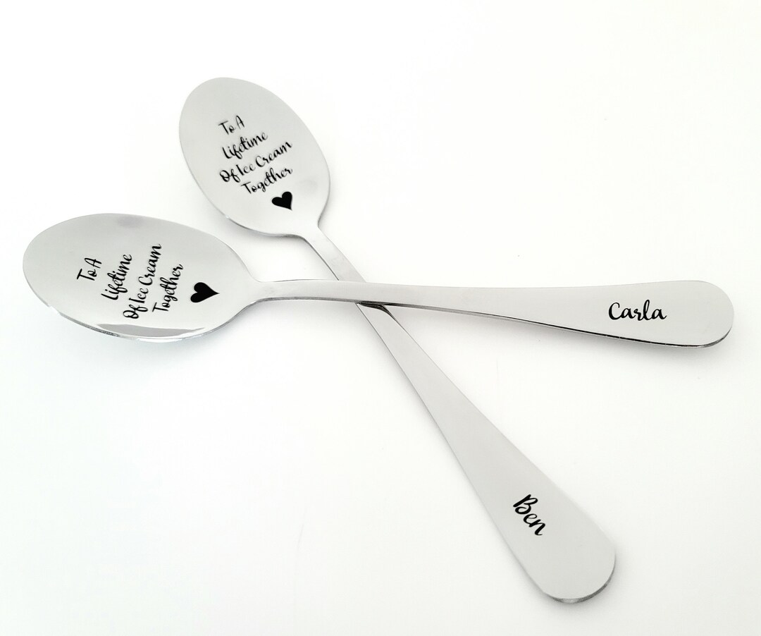 Custom Ice Cream Lovers Gift Spoon Gift for a Couple 11 Year Steel