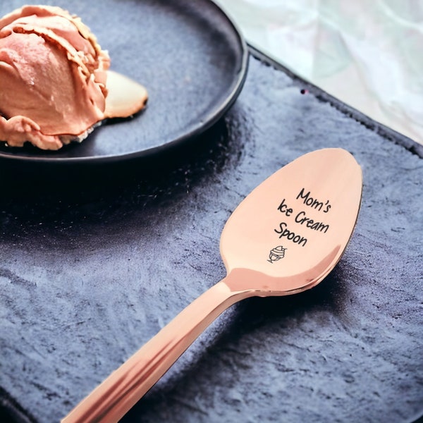 Christmas gift for mom - Custom Rose Gold Engraved Spoon - Ice Cream Spoon - Engraved Spoon - Custom Spoon Gift - Personalized Spoon for Mom