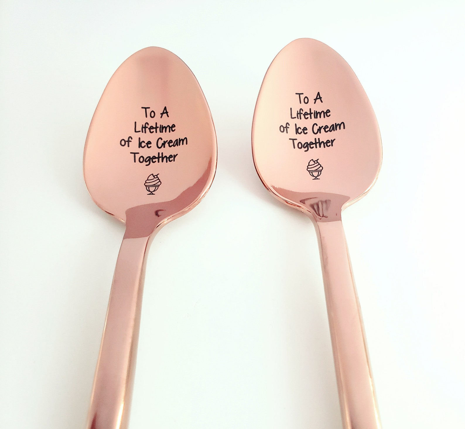 Ice Cream Lovers Gift Rose Gold Couples Spoons Wedding Etsy