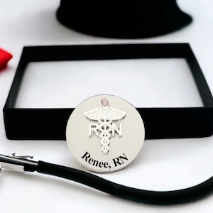 Engraved RN Pin - Registered Nurse Pin - Nurse Pinning Ceremony - Custom RN Pin - Nurse Graduation Pin - Stethoscope pin - RN Gift for Nurse