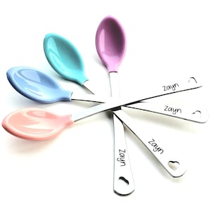 Custom Baby Spoons - Baby Shower Gift - Personalized Engraved - Set of 4 Baby Feeding Spoons - Custom Spoon New Baby Gift - Toddler Spoons