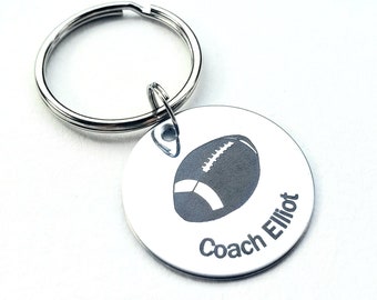 Custom Football Coach Keychain - Football Keychain - Personalized keychain - coach Keychain - Engraved Football Keychain for Coaches