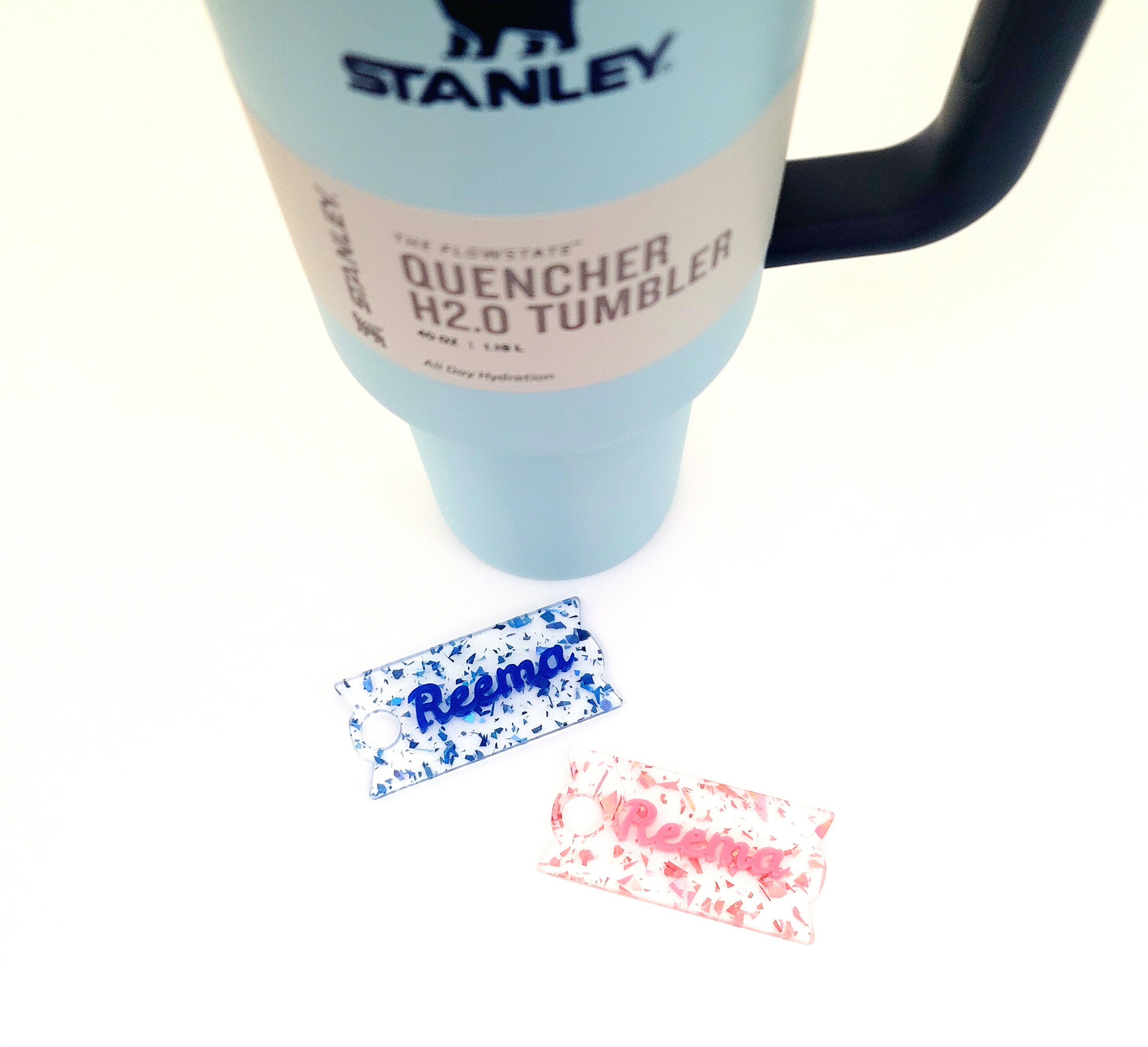 40 oz Stanley Name Tag Drink Topper – Confetti Waves