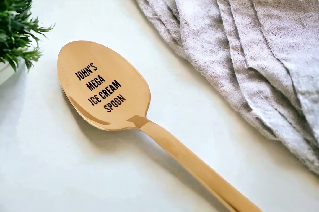 Engraved Gold Dinner Spoon - Custom Large Gold Engraved Spoon ...