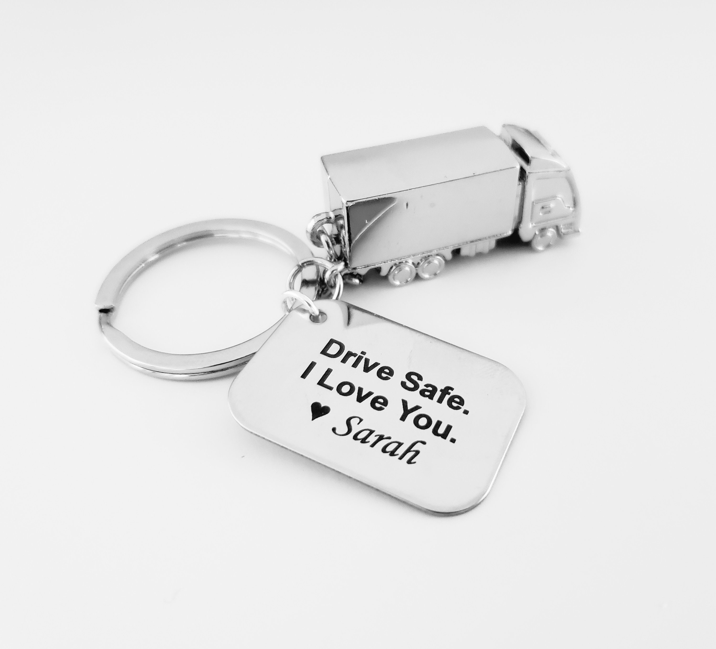 Drive safe deals keychain personalized