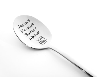 Peanut Butter Spoon / Unique Gift/Boyfriend / Teenager / Husband / Peanut Lover / Hand Stamped Spoon / Personalized Spoon
