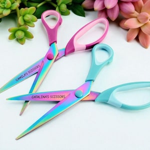 Personalized Iridescent Rainbow Scissors - 8.5 inch Adult Cutting Scissors - Custom Stainless Steel Scissors - Personalized Christmas Gift
