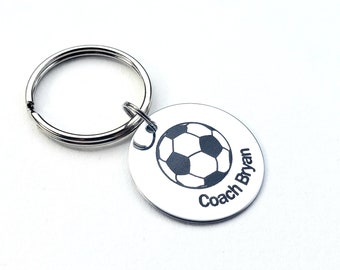 Custom Soccer Coach Keychain - Soccer Keychain - Personalized keychain - coach Keychain - Engraved Soccer Keychain for Coaches