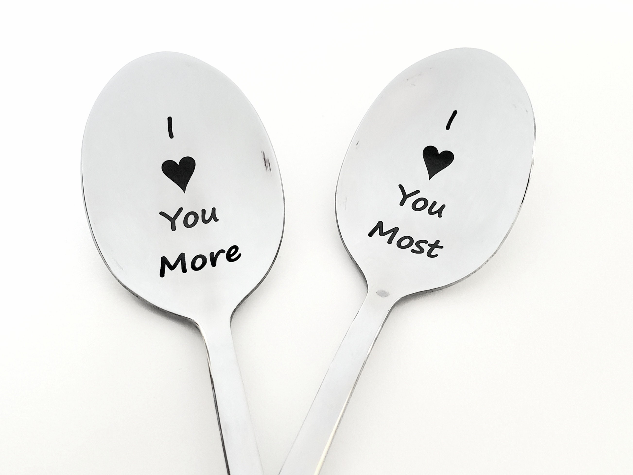 Engraved Pair of Spoons I Love You More Spoon I Love You Etsy