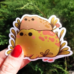 Frosch-Stapel-Vinyl-Aufkleber, wasserdichter Aufkleber, realistischer Frosch-Aufkleber, netter Frosch-Aufkleber, Geschenk für Frosch-Liebhaber, lustige Frosch-Aufkleber